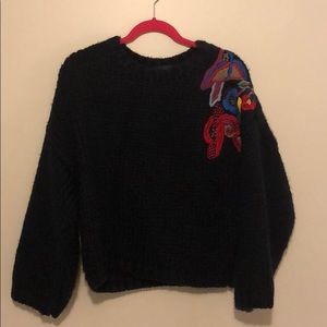 Zara embroidered oversized sweater.